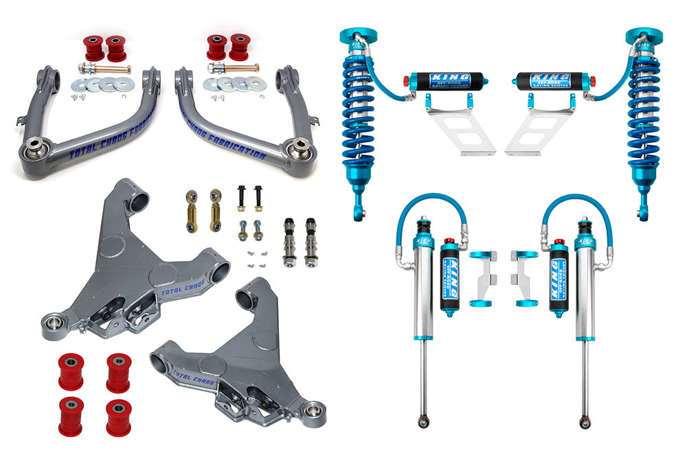 TUNDRA-07-25-K3A // Mid Travel Lift Kit W/ Front and Rear 2.5 Inch Diameter Adjustable Shocks: 2007-2021 Tundra