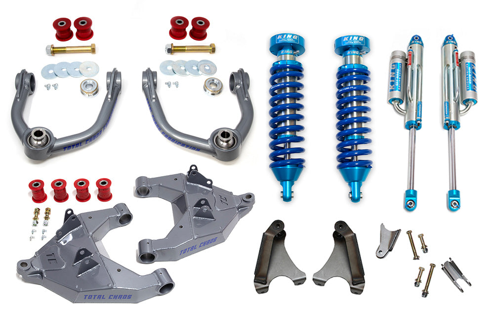 TACOMA-96-25-K3A | MID TRAVEL LIFT KIT W/ FRONT 2.5 INCH DIAMETER ADJUSTABLE KING SHOCKS & REAR 2.0 BYPASS KING SHOCKS- 1ST GEN TACOMA